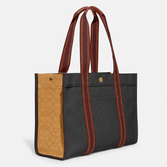 Coach Tote In Signature Jacquard Black NWT - Picture 2 of 8